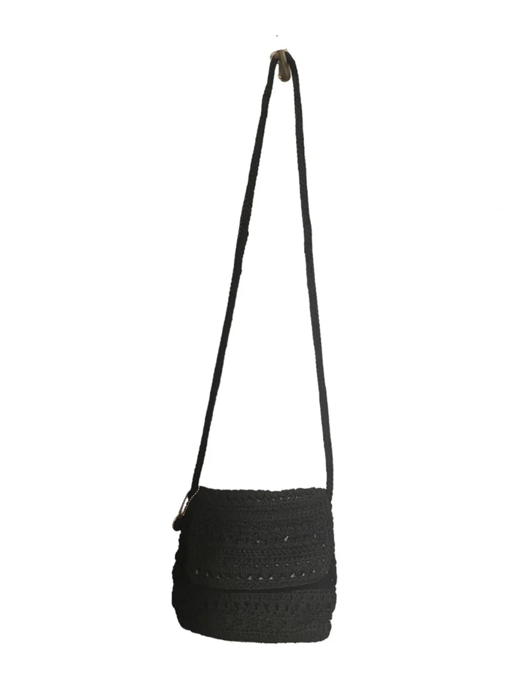 The Sak Classic Black Woven Crocheted Crossbody Purse
